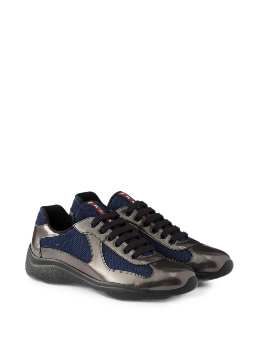 Prada America's Cup sneakers van metallic leer en fietsstof Grijs