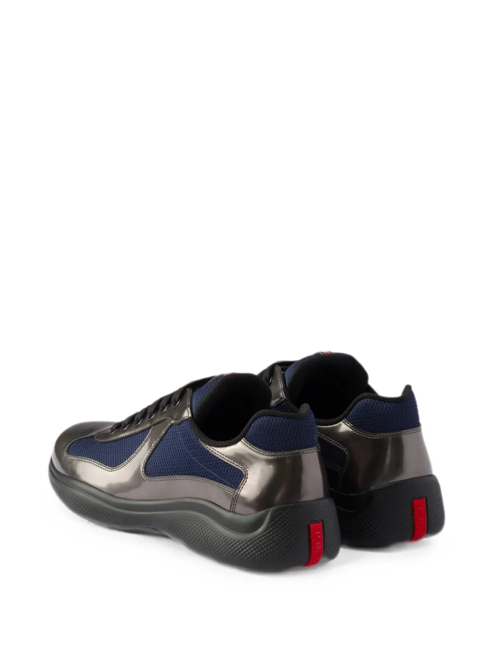 Prada America's Cup sneakers van metallic leer en fietsstof Grijs