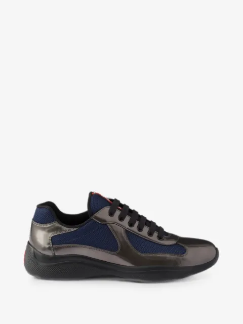 Prada America's Cup metallic-leather and bike-fabric sneakers