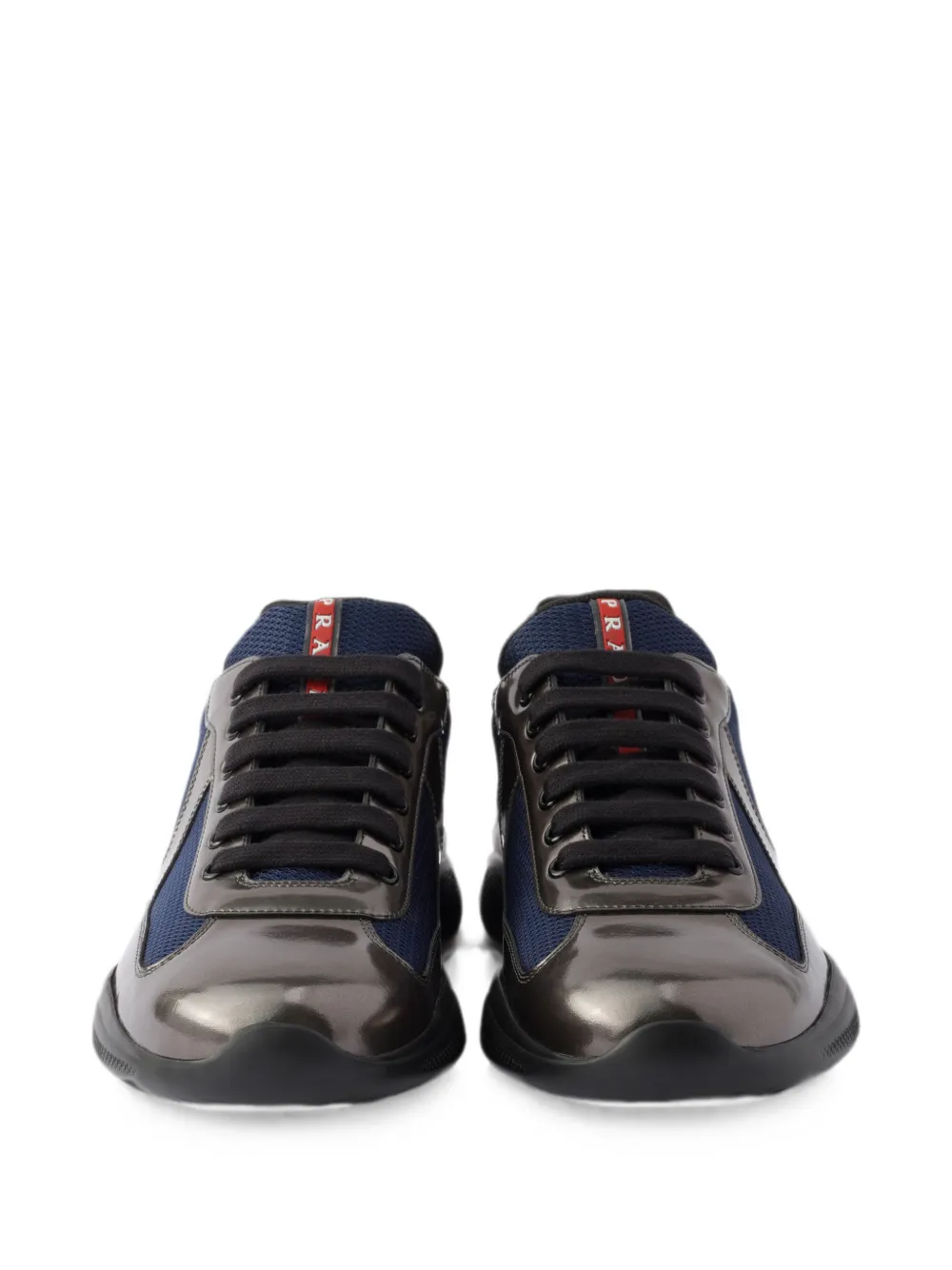 Prada America's Cup sneakers van metallic leer en fietsstof Grijs