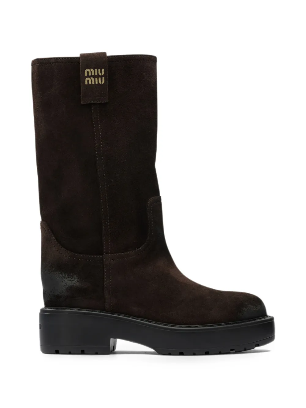 Miu Miu suede pull-on boots - Braun