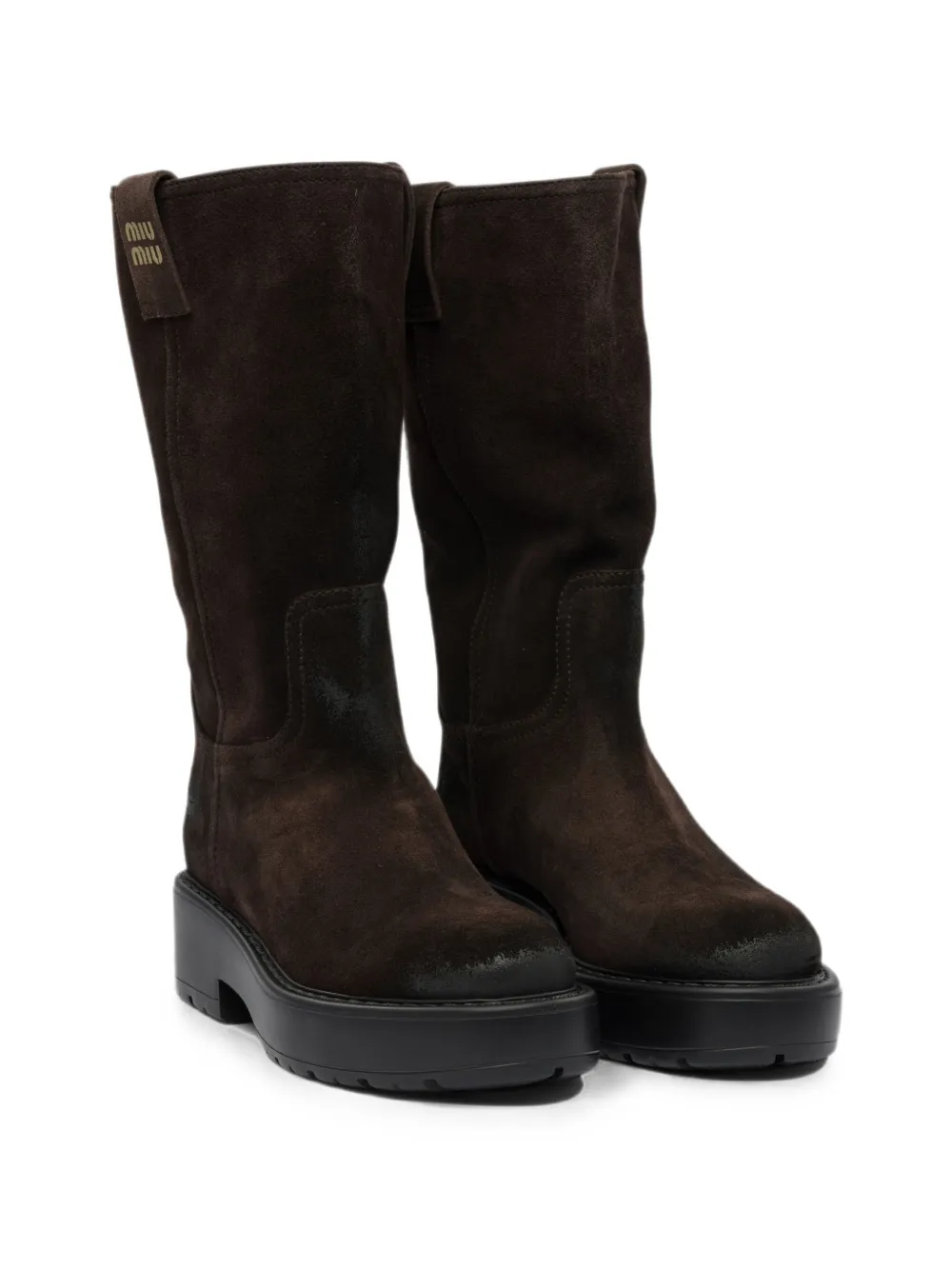 Miu suede pull-on boots Bruin