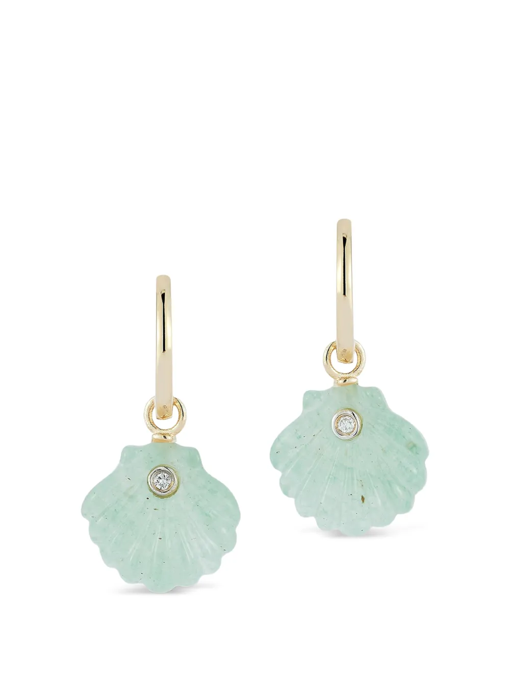 Mateo Venus Carved Jade Drop Earrings in Gold, view 2