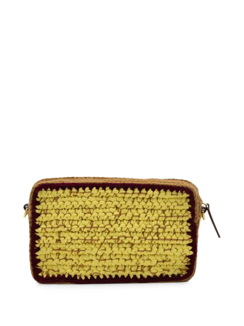 Marni Logo-patch Crochet-knit Shoulder Bag in Yellow, view 3