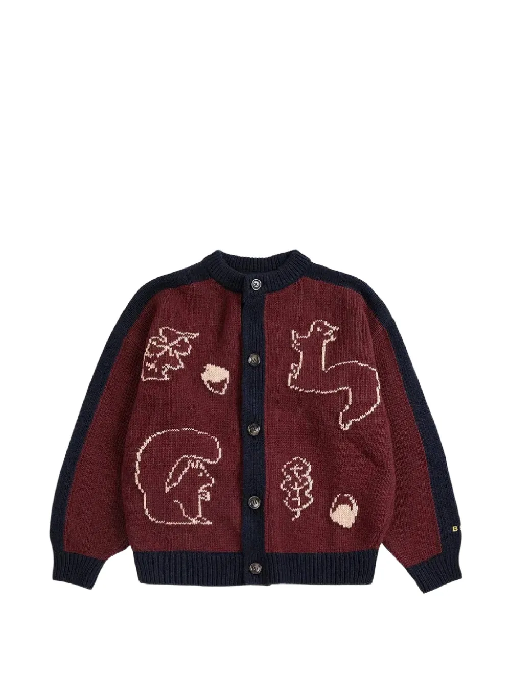 Bobo Choses Forest Scene intarsia-knit cardigan - Rosso