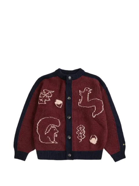 Bobo Choses Forest Scene intarsia-knit cardigan