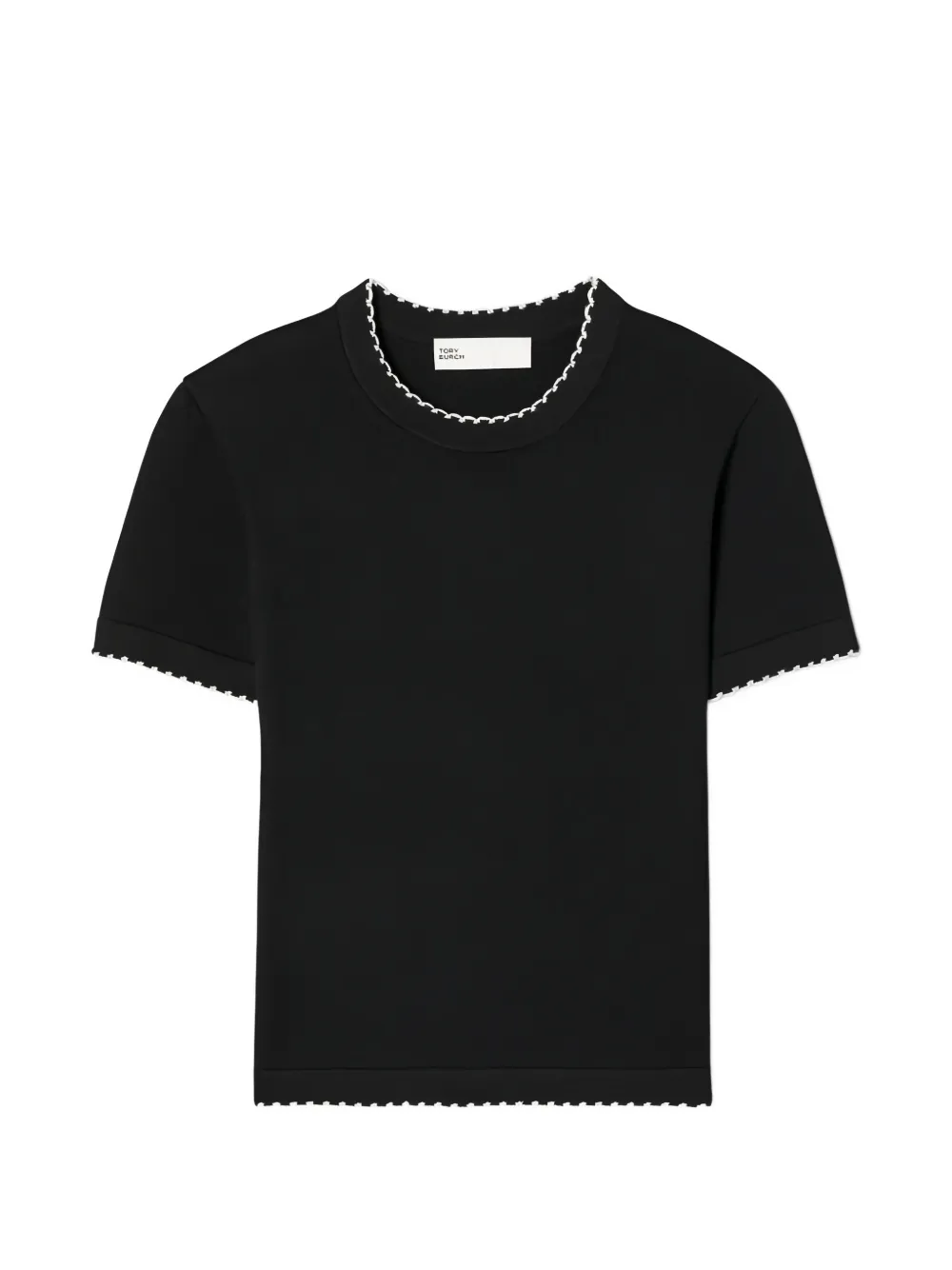 Tory Burch scalloped-trim knitted top - Nero