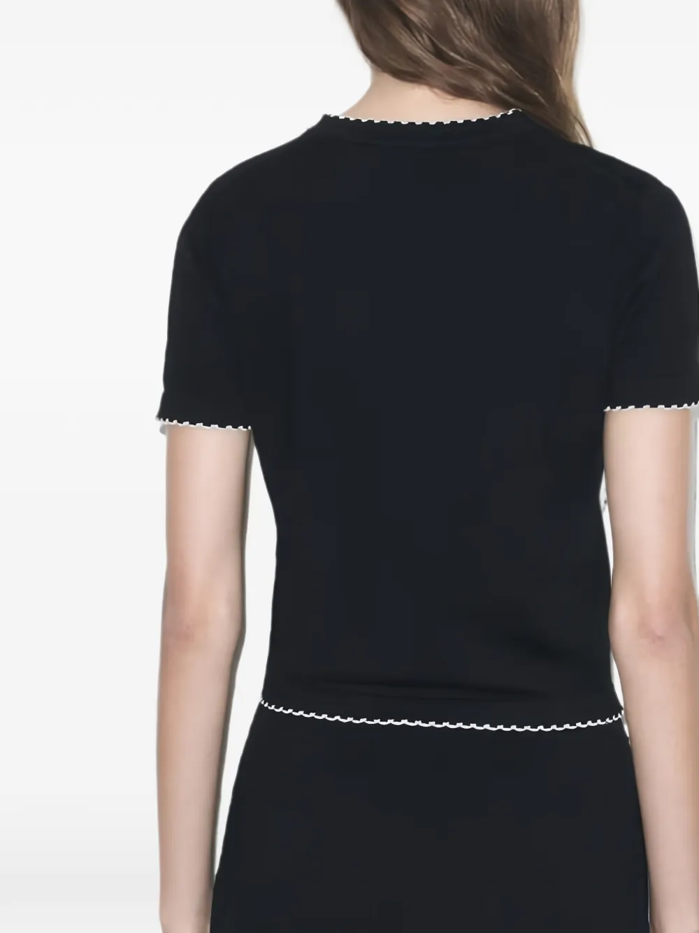 Tory Burch Gebreid T-shirt met gewelfde afwerking Zwart