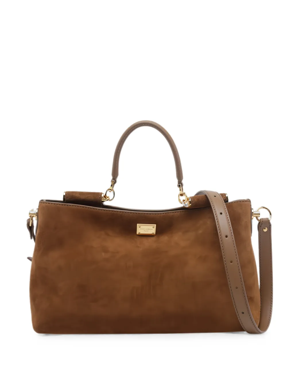 Dolce & Gabbana Vittoria Suede Tote Bag In Brown