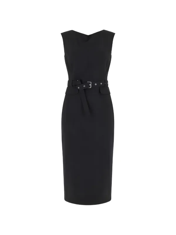 pinko dress black Acalypha Belted Midi | Charlotte Russe | Dresses color-floral Ideal for evening wear Color:Waterfall