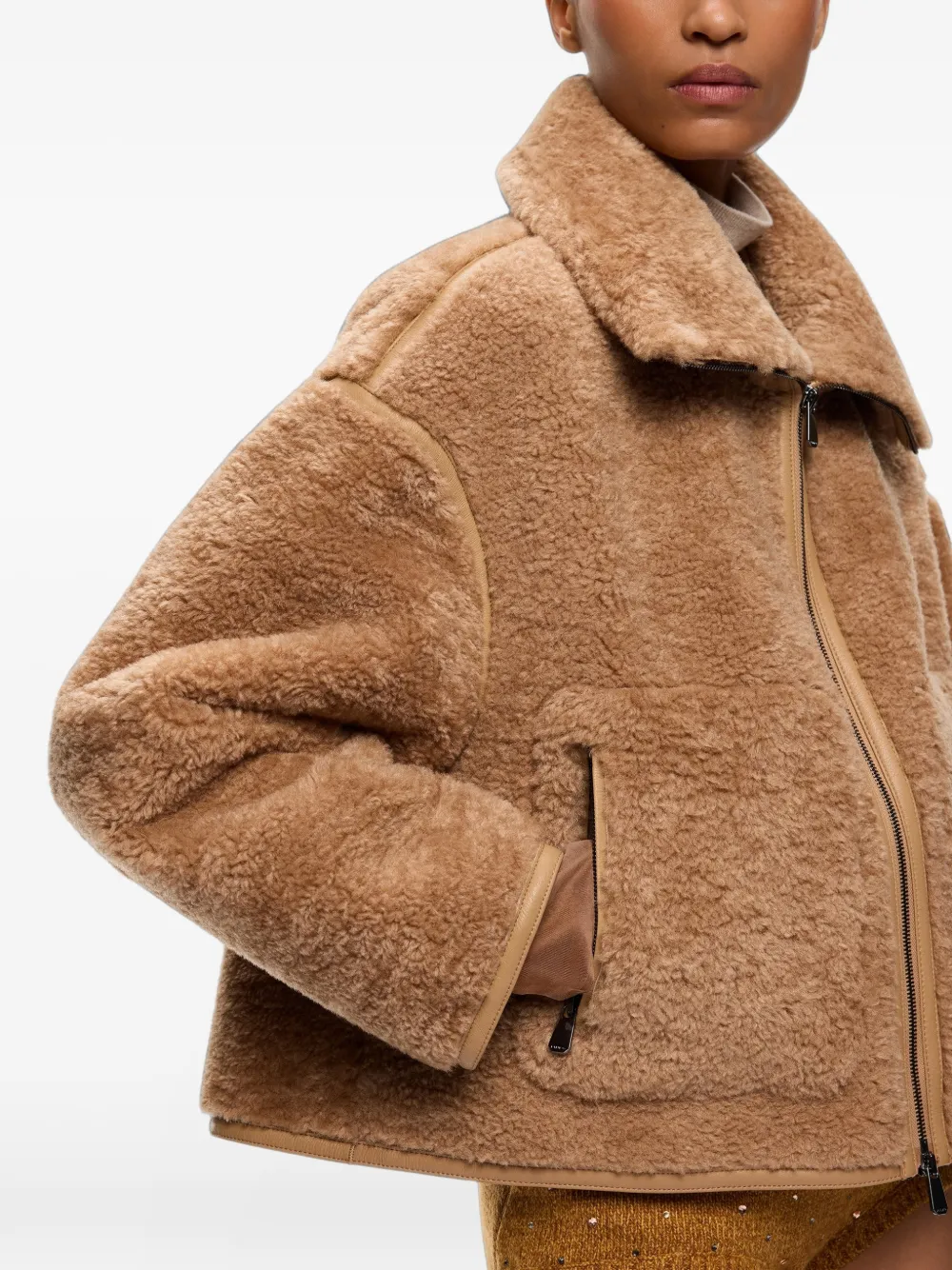 PINKO Fleece jack met rits Beige