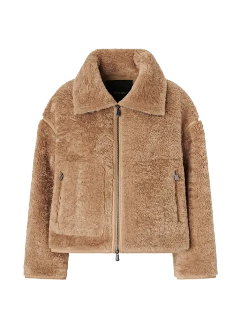 PINKO shearling-effect pea coat