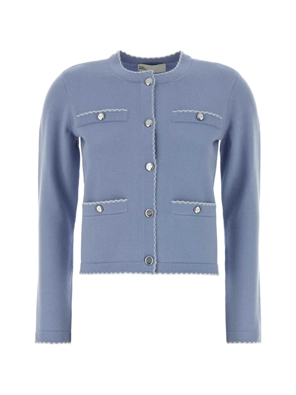 Tory Burch Kendra scalloped wool cardigan - Blu