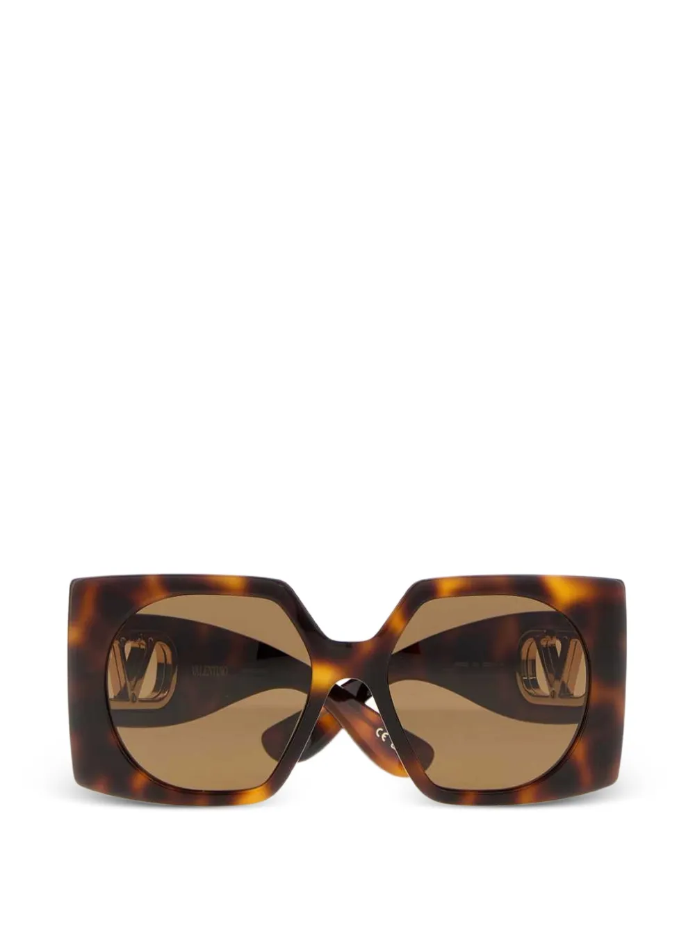 VALENTINO GARAVANI EYEWEAR VLogo geometric-frame sunglasses - Braun