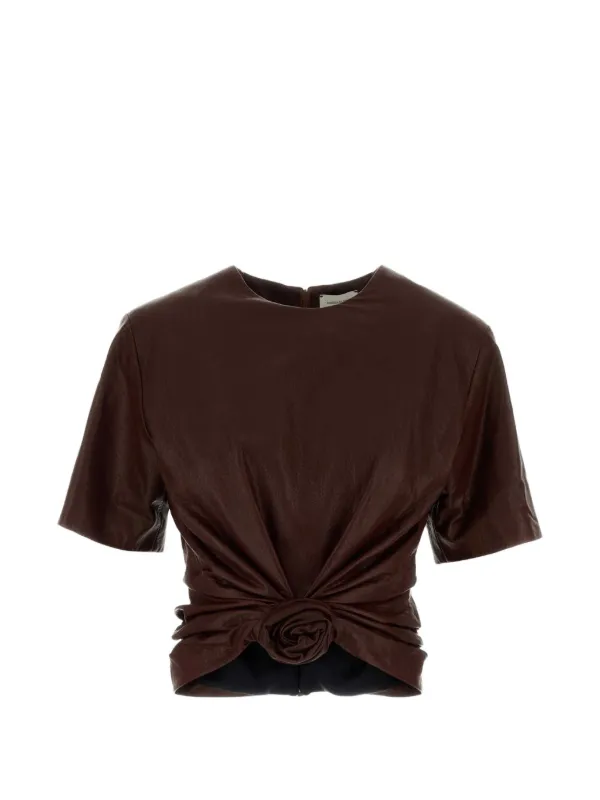 Magda Butrym Leather Rosette-detail Blouse in Brown