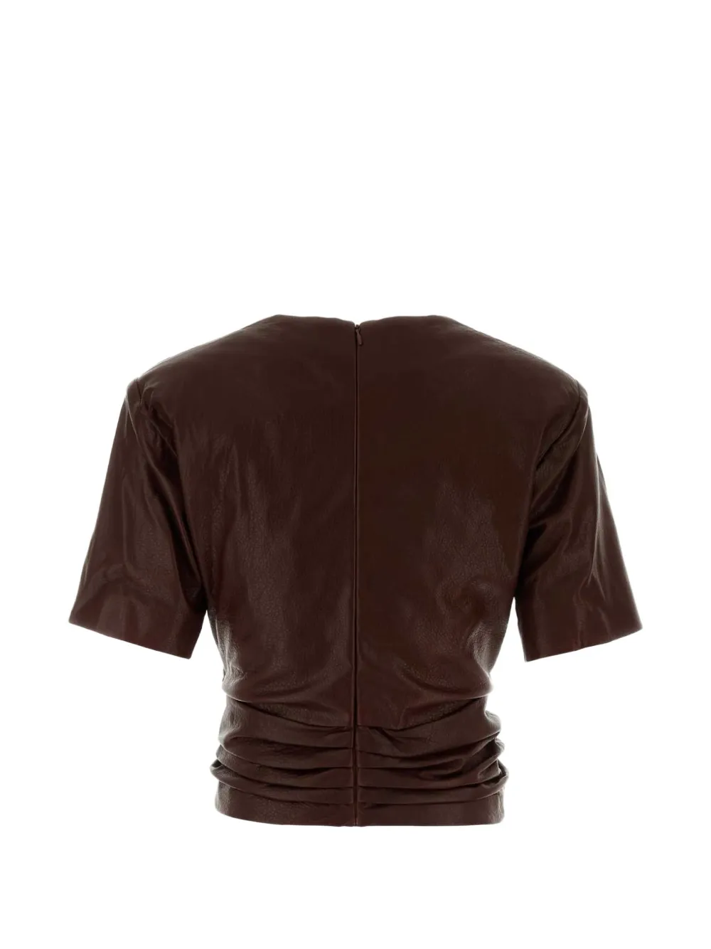 Magda Butrym Leren blouse met rozet-detail Bruin