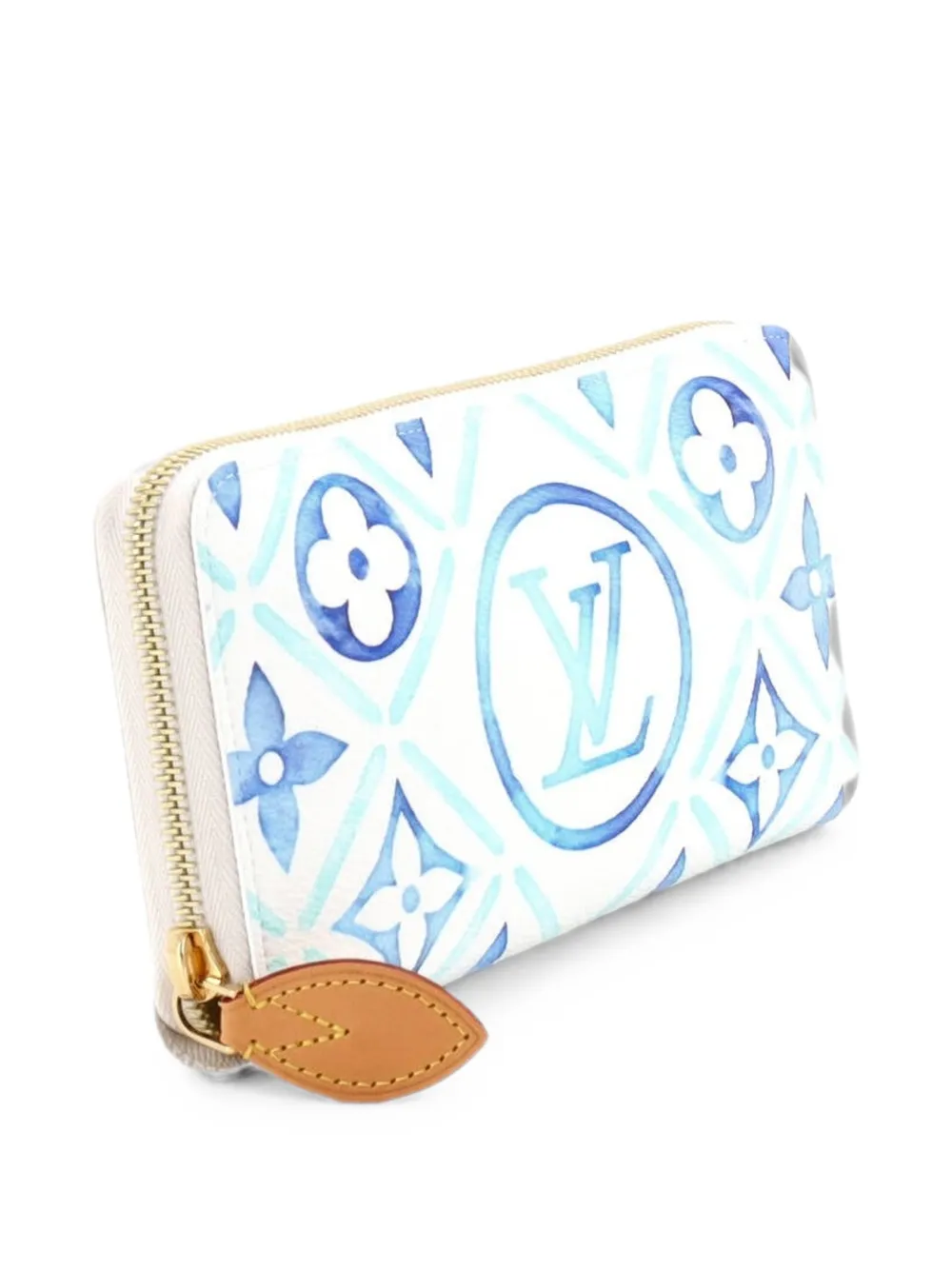Pre-owned Louis Vuitton Zippy Wallet By The Pool Monogram Tile Canvas Small Wallets In Blue
