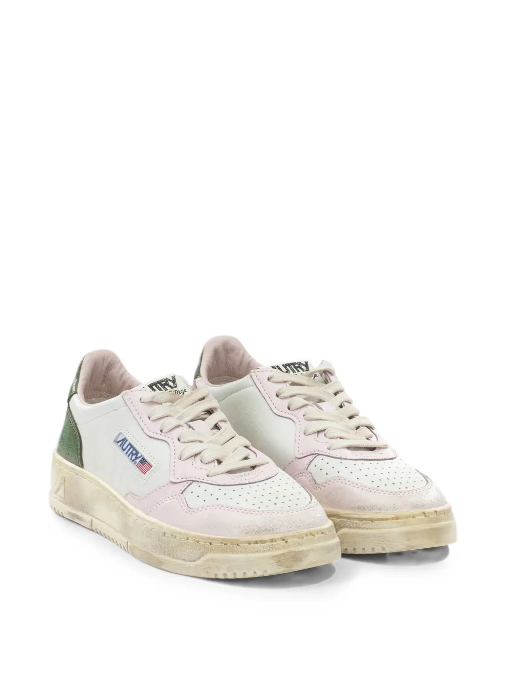 Autry Medallist distressed-effect panelled low-top sneakers Wit