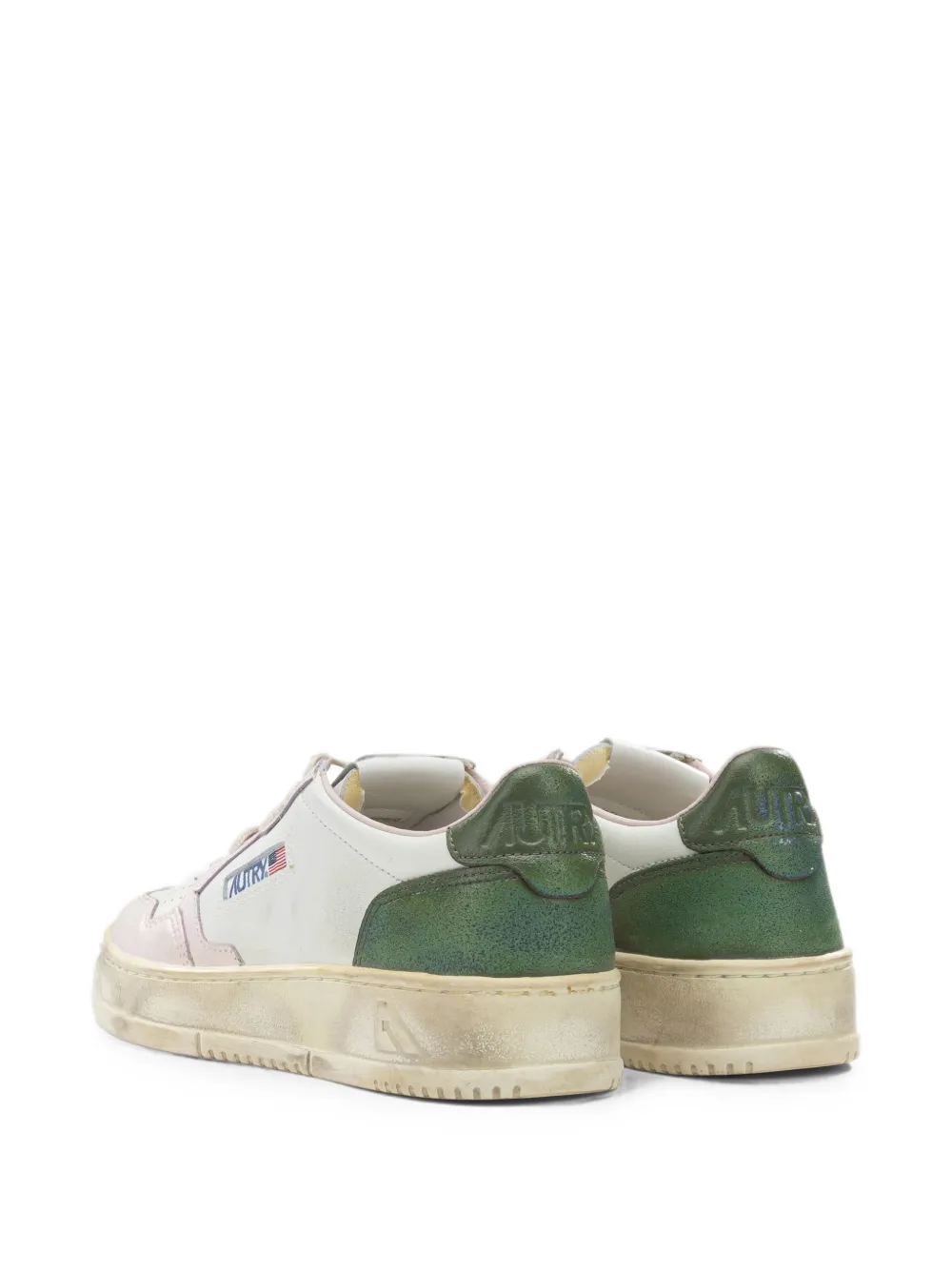 Autry Medallist distressed-effect panelled low-top sneakers Wit