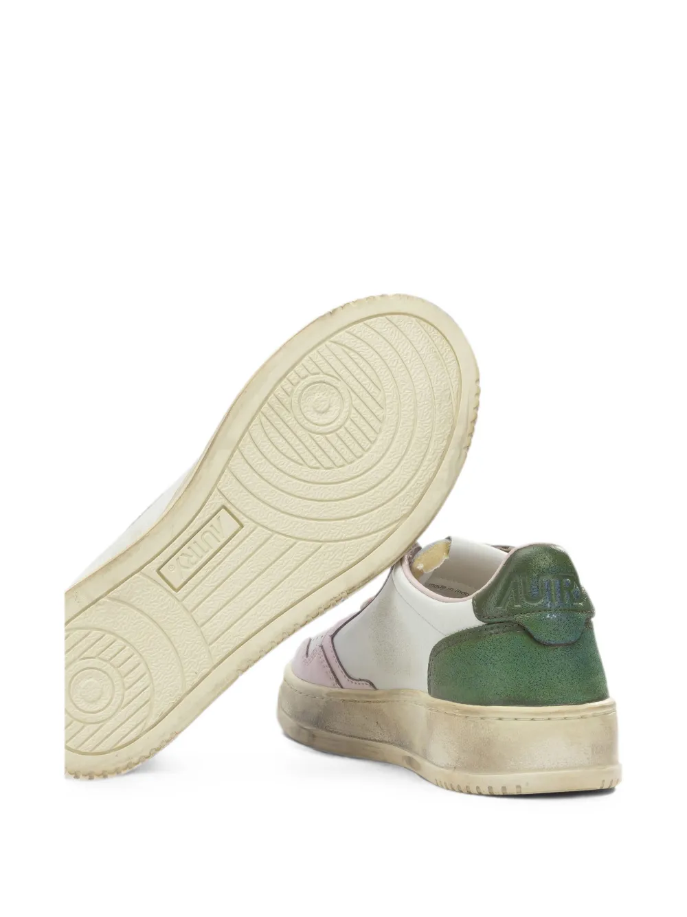 Autry Medallist distressed-effect panelled low-top sneakers Wit