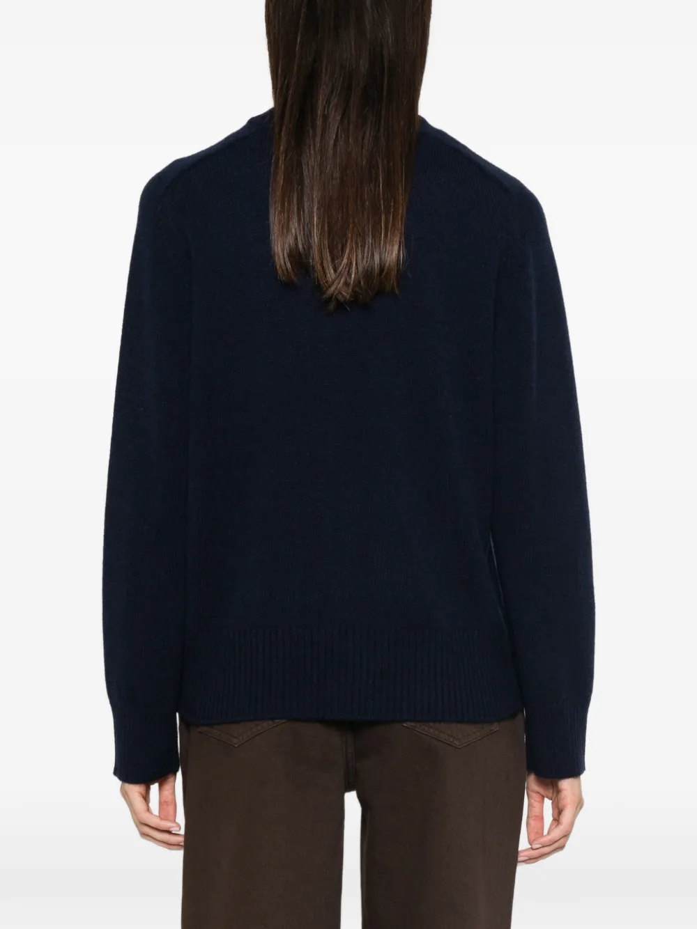 LouLou de Saison Gebreide trui met ronde hals en geribbelde afwerking Blauw