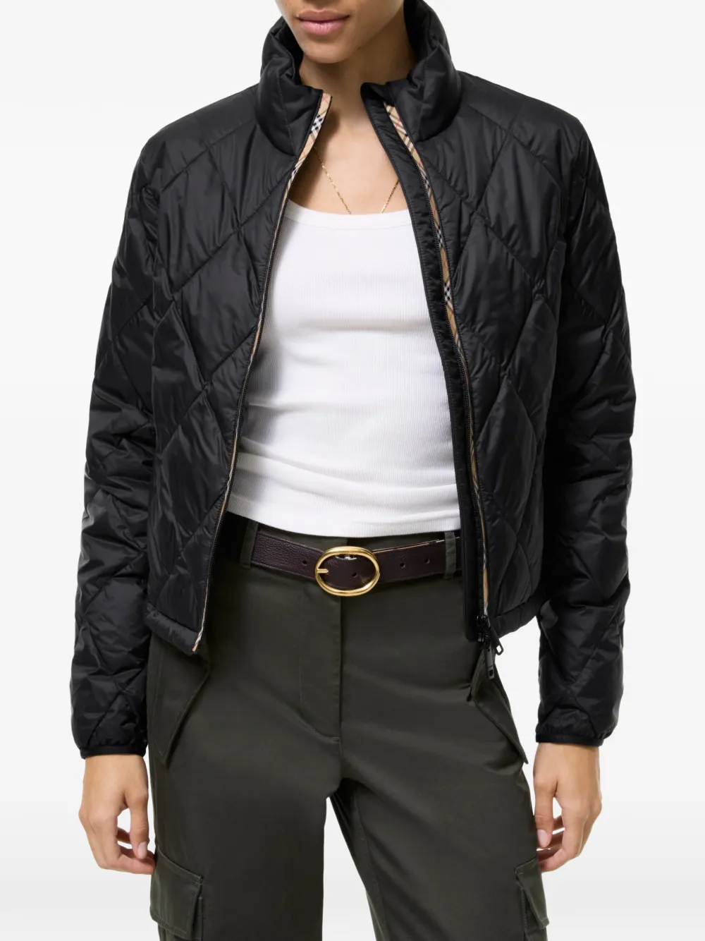Burberry Bramford gewatteerd nylon jack Zwart