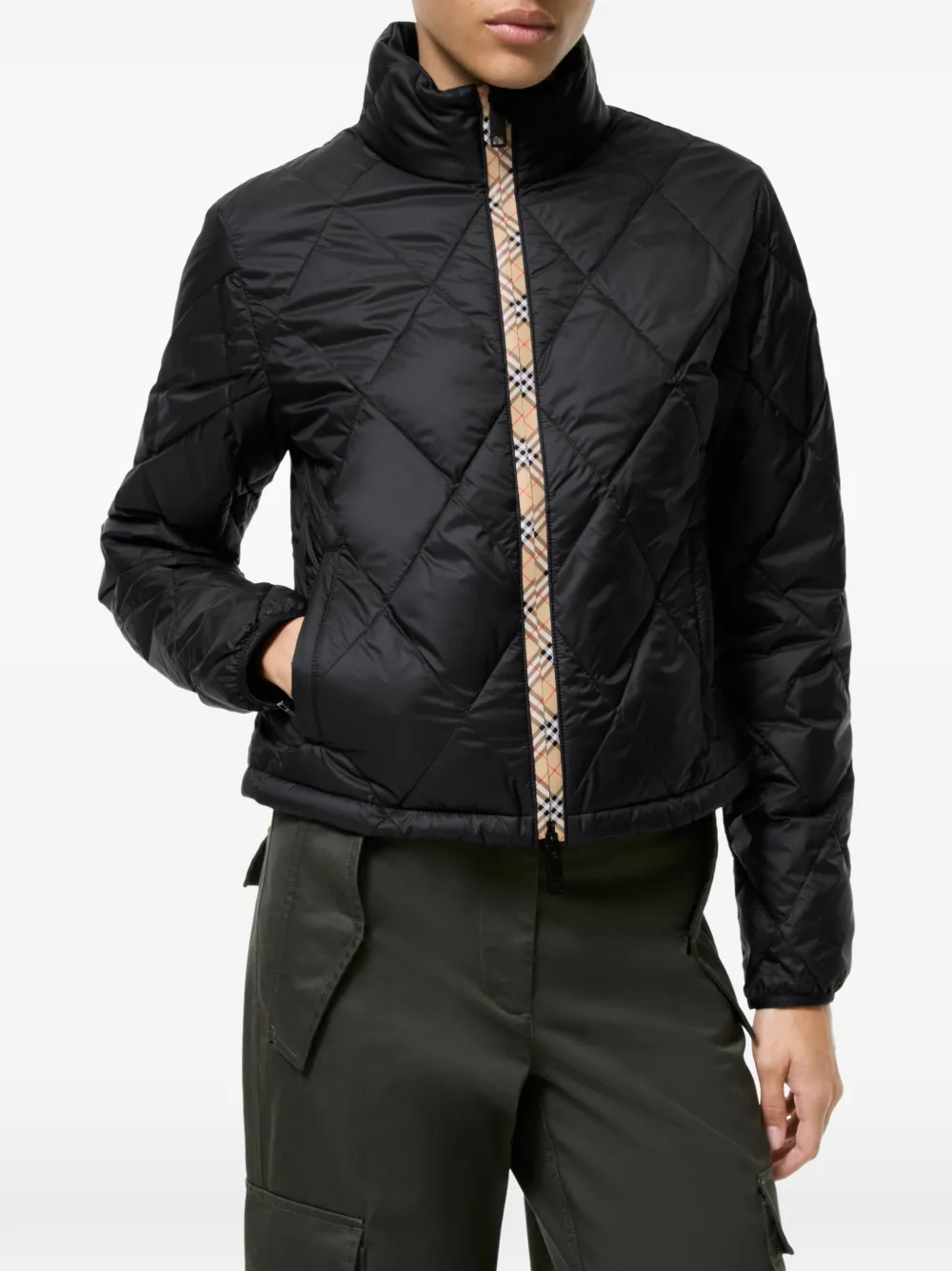 Burberry Bramford gewatteerd nylon jack Zwart