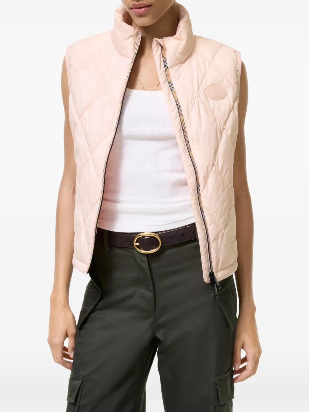Burberry Cheswick opvouwbare gewatteerde nylon gilet Roze
