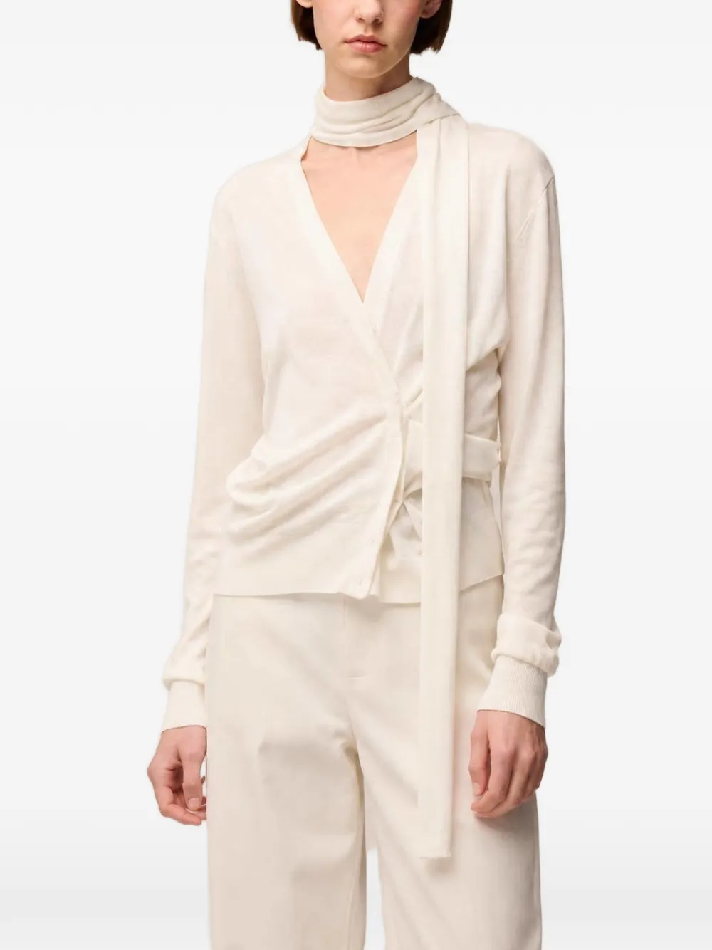 RETORI Zijden vest met sjaal detail Beige