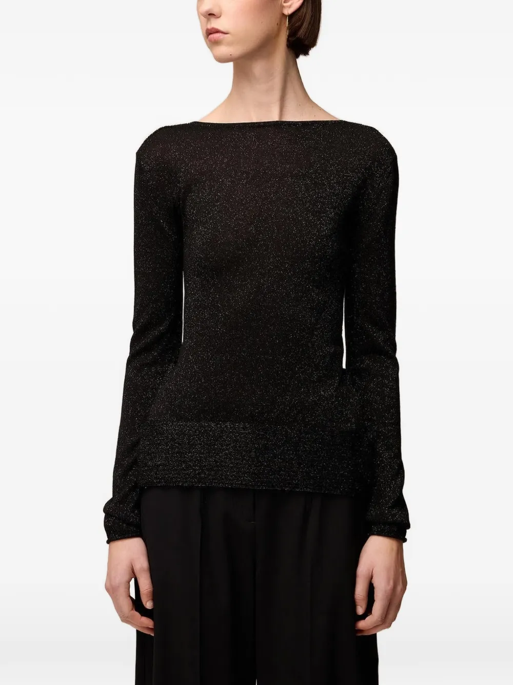 RETORI shirt met V-hals Zwart
