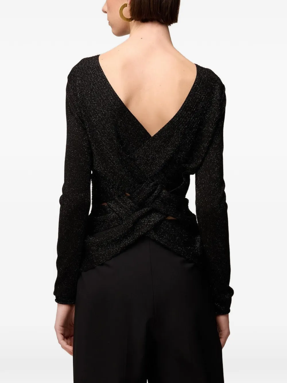 RETORI shirt met V-hals Zwart