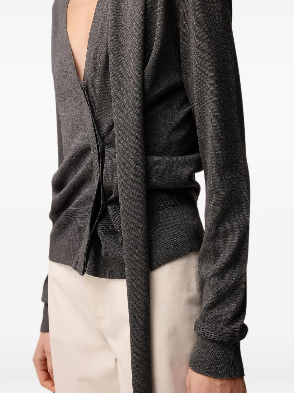 RETORI Zijden vest met sjaal detail Grijs