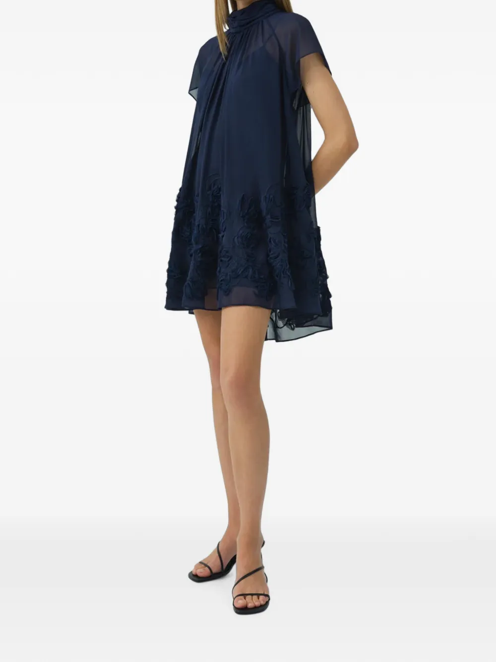 SIMKHAI Aviel mini-jurk met bloemapplicatie Blauw