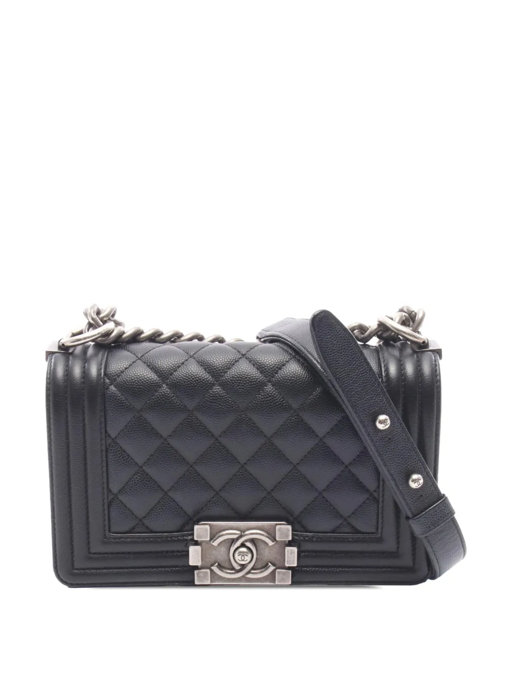 CHANEL Pre-Owned 2019 Small Quilted Caviar Boy Flap crossbody bag - Nero