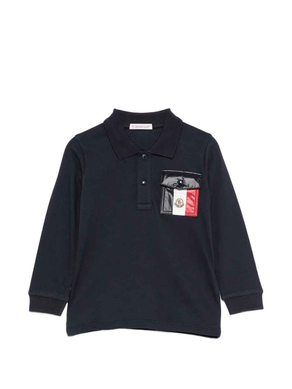 Moncler Enfant logo-patch flap-pocket polo shirt Blauw