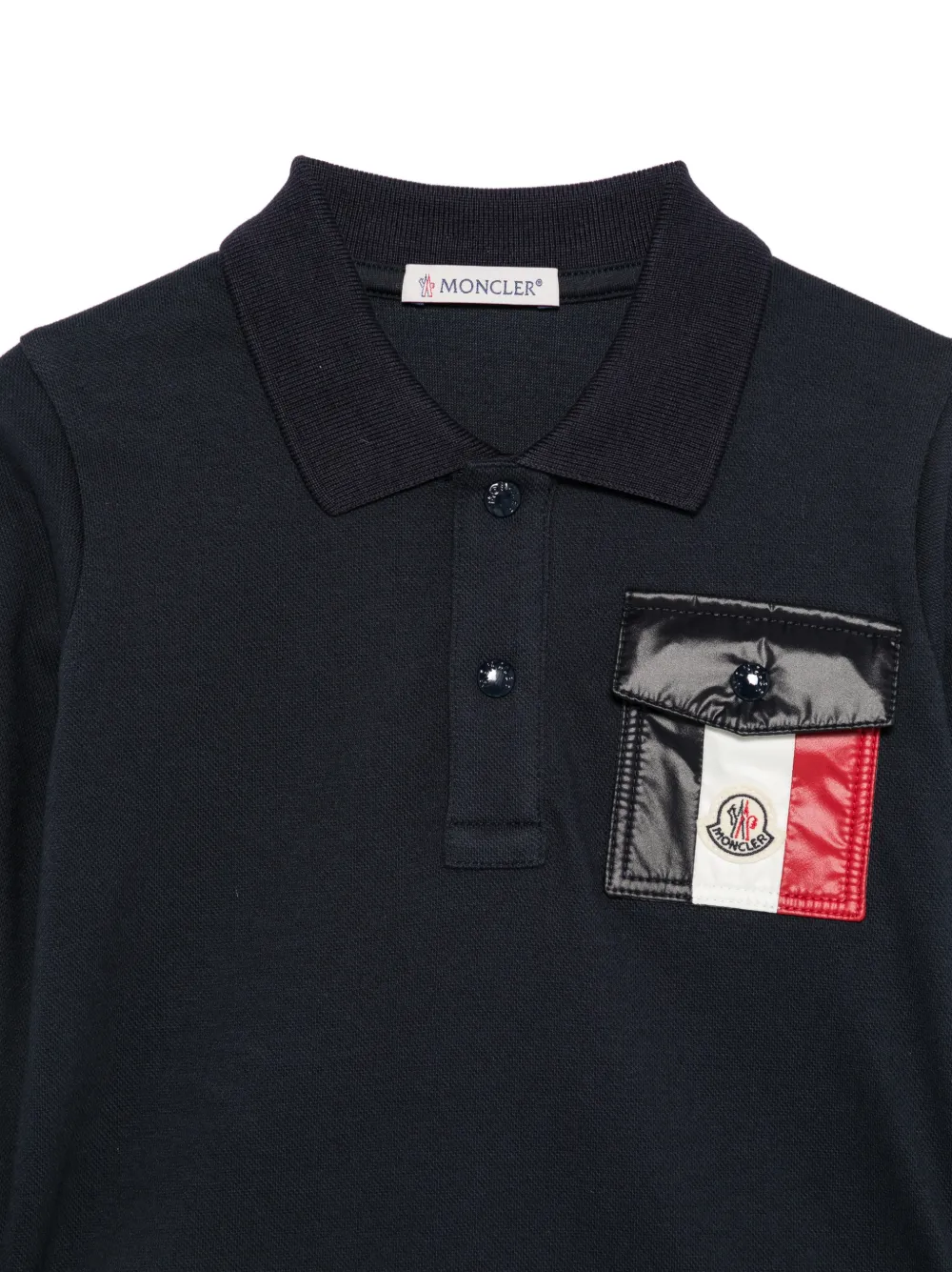 Moncler Enfant logo-patch flap-pocket polo shirt Blauw