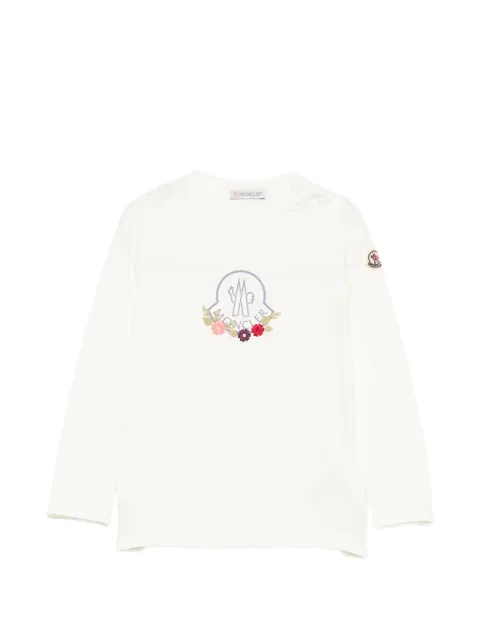Moncler Enfant logo-print floral-embroidered T-shirt