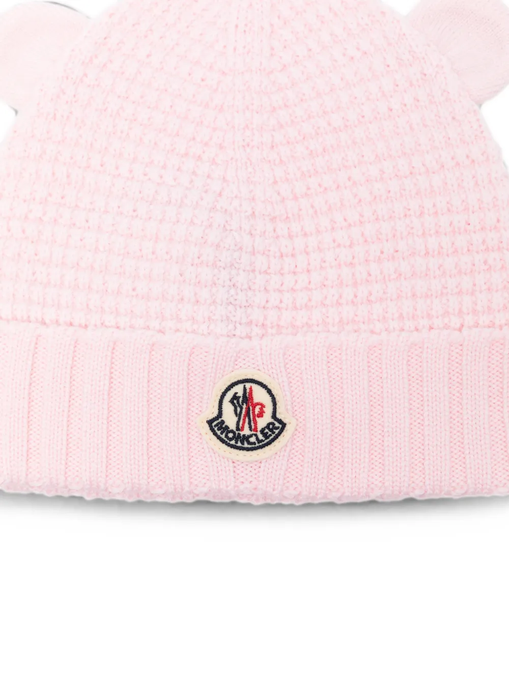 Moncler Enfant Muts met logo-patch en oor-detail Roze