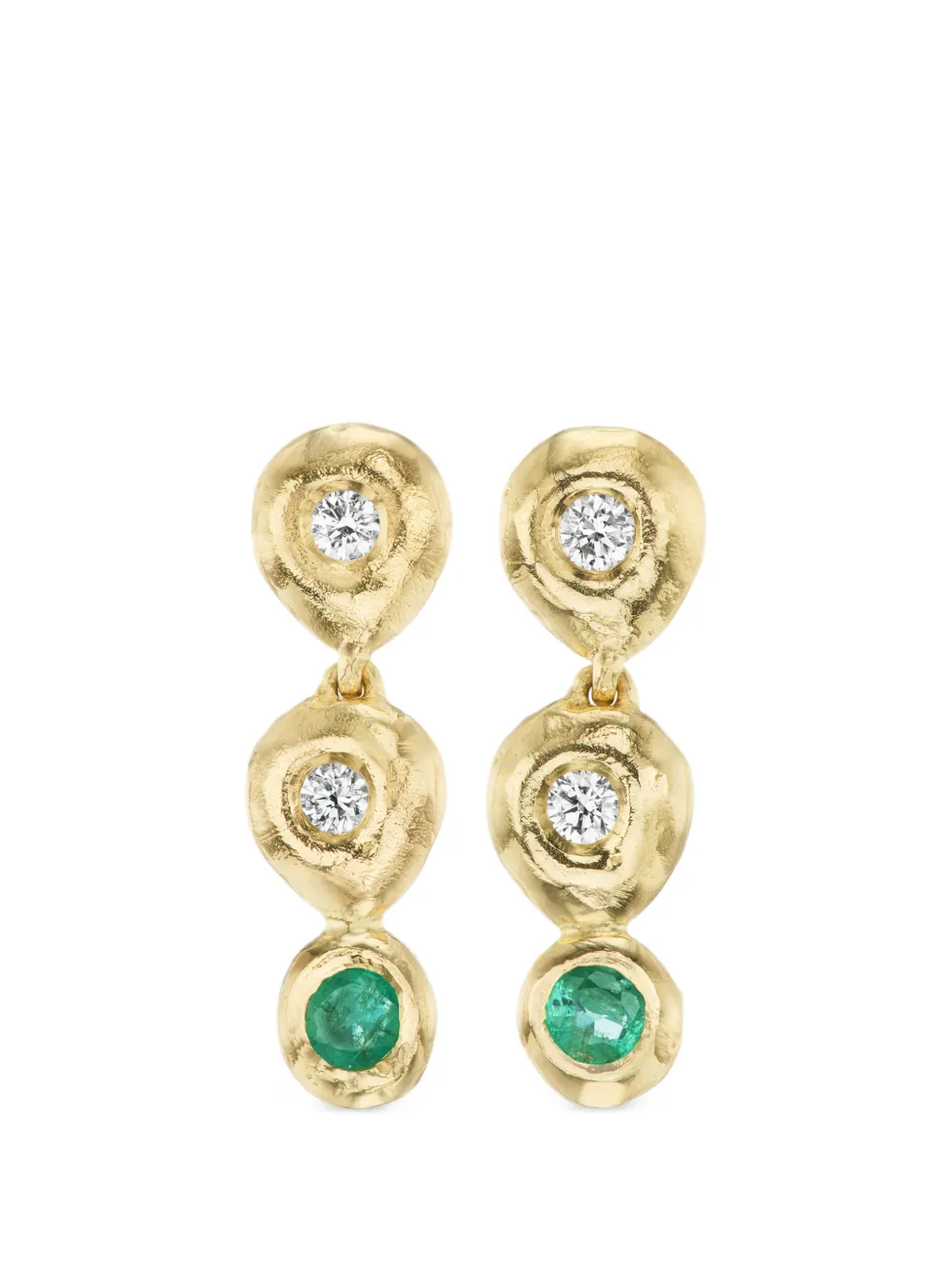 Rene Barnes Reverie IV diamond and emerald earrings - Gold