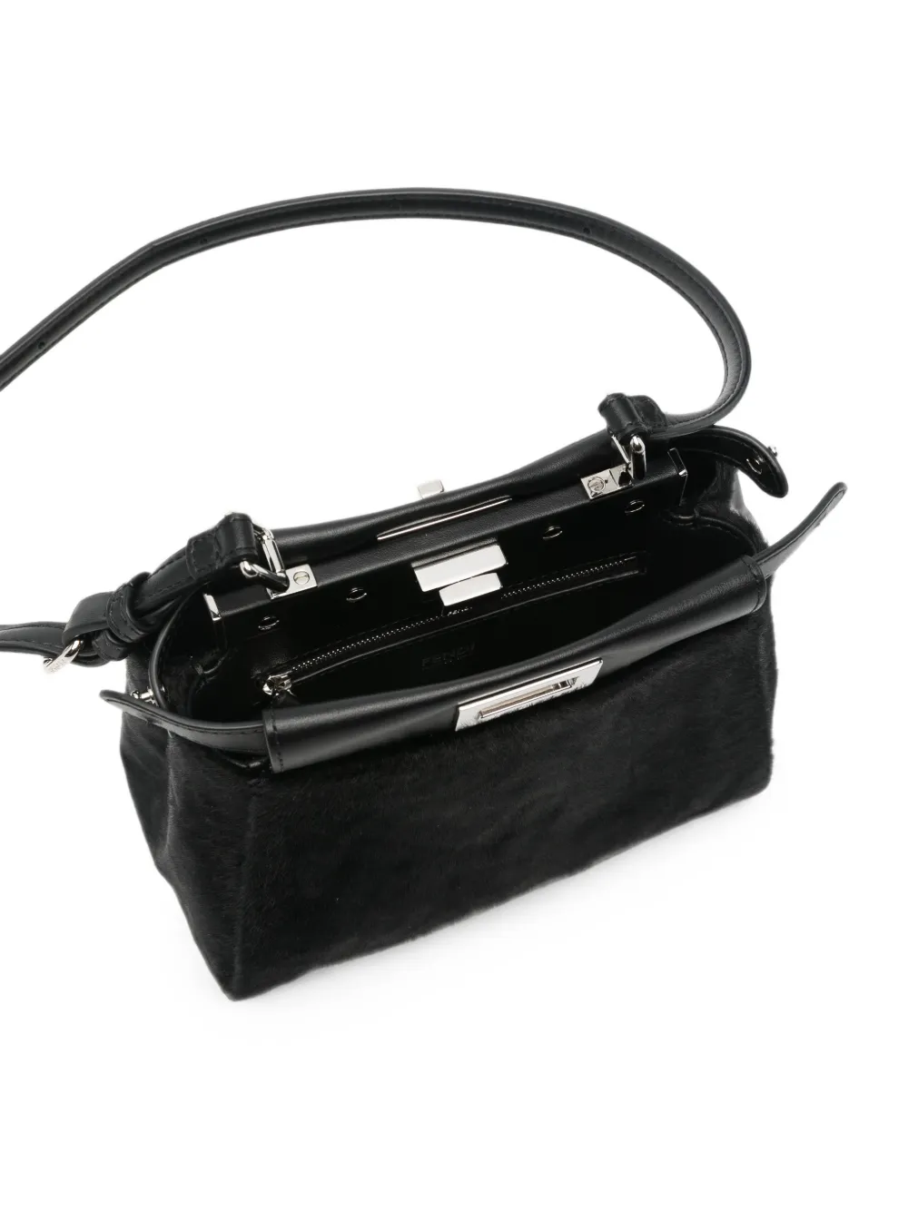 FENDI Peekaboo ISeeU xs calfhair shoulder bag Zwart