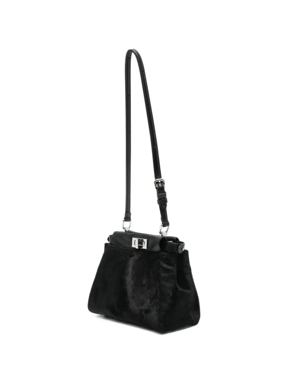 FENDI Peekaboo ISeeU xs calfhair shoulder bag Zwart