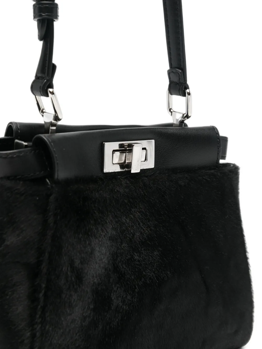 FENDI Peekaboo ISeeU xs calfhair shoulder bag Zwart