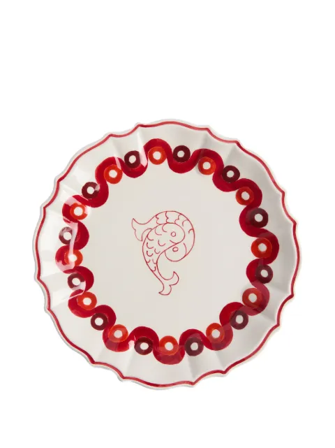 PUCCI scalloped-edge fish-print dinner plate