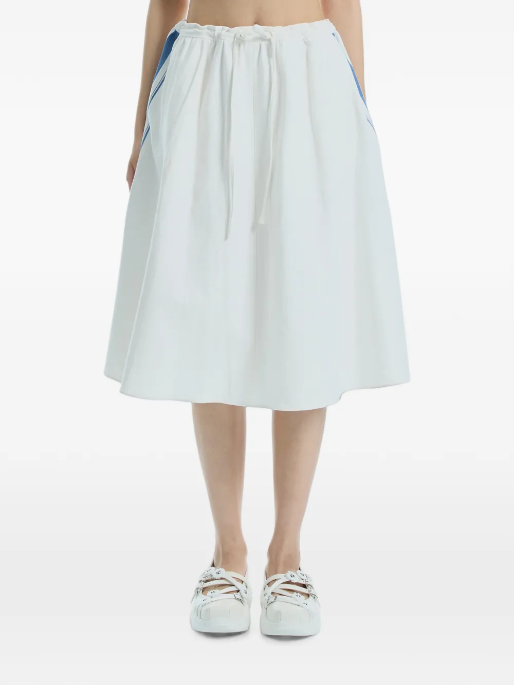 Low Classic stripe-detail drawstring midi skirt - Blu