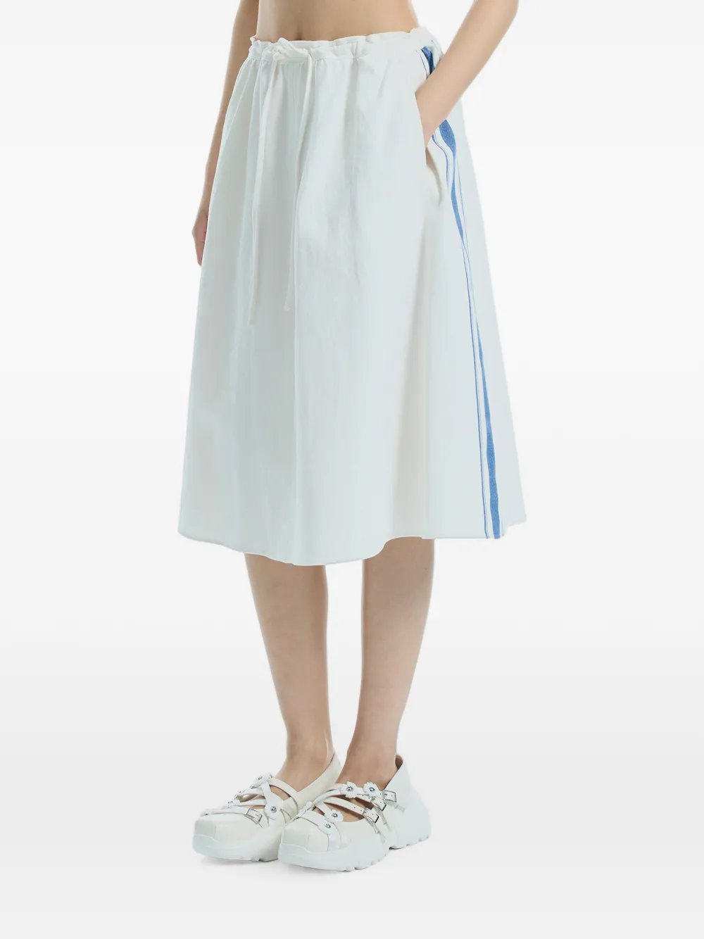 Low Classic Midi-rok met trekkoord en streepdetail Blauw