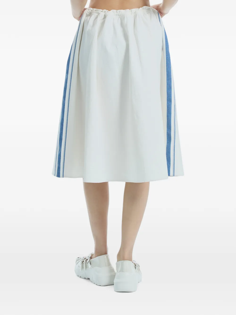 Low Classic Midi-rok met trekkoord en streepdetail Blauw