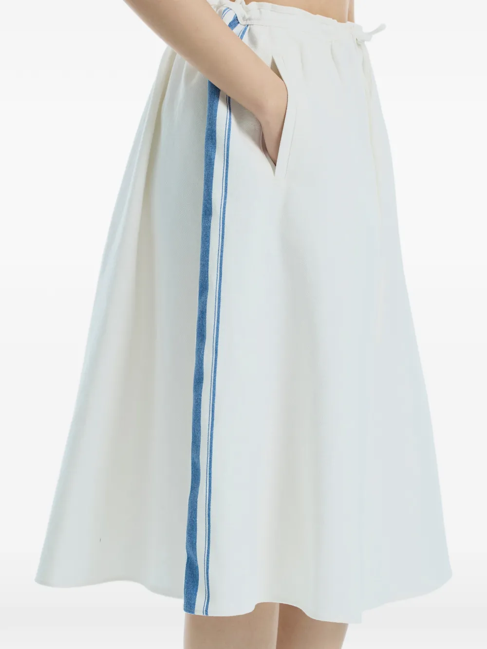 Low Classic Midi-rok met trekkoord en streepdetail Blauw