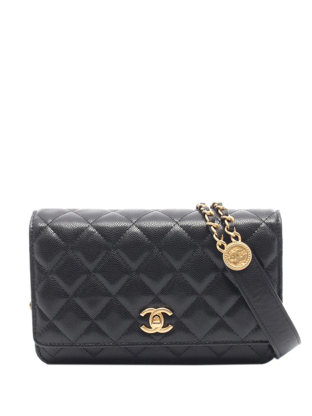CHANEL Pre-Owned 2021-2026 Quilted Caviar Twist Your Buttons Wallet on Chain crossbody bag - Nero