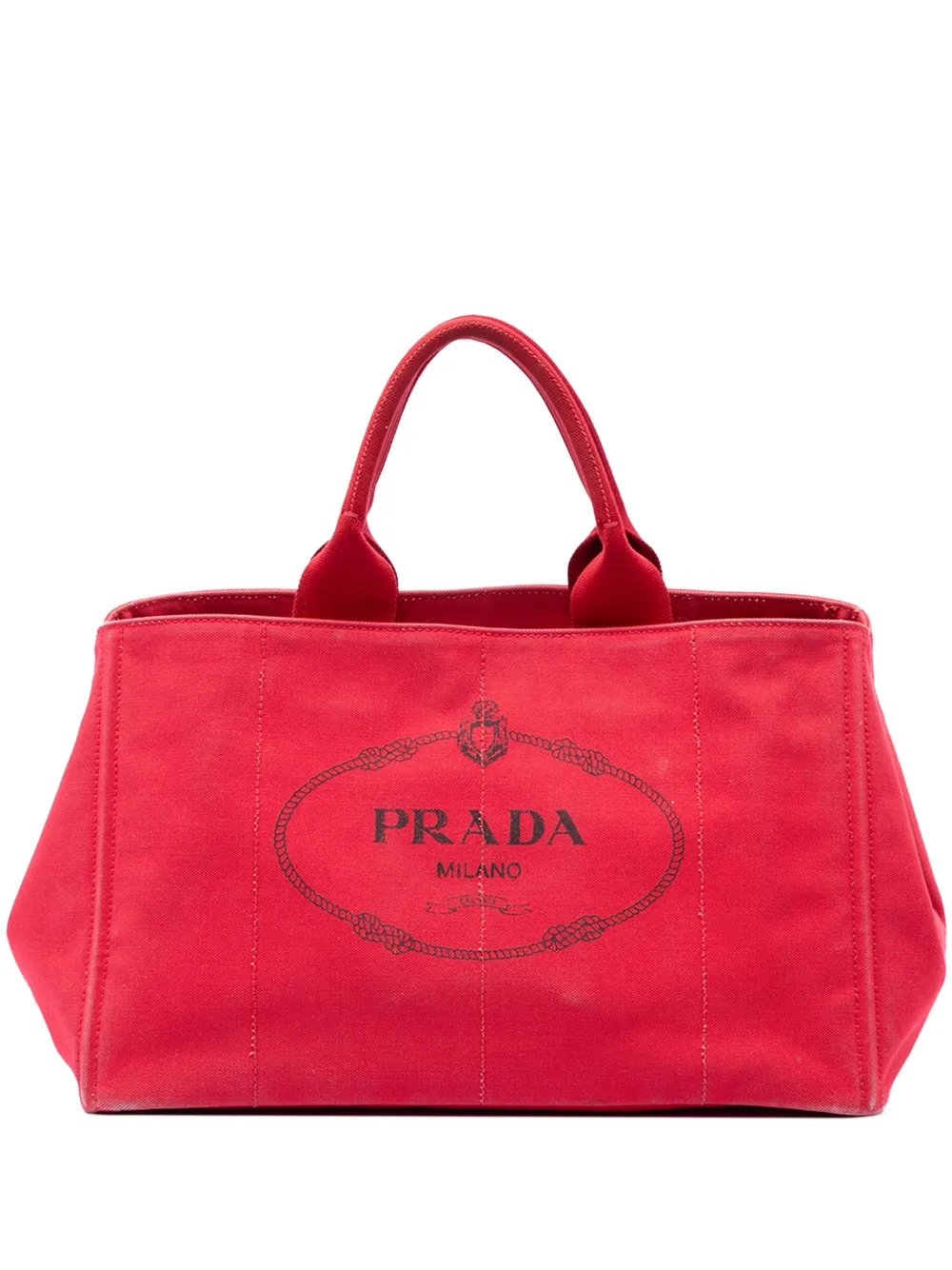 Prada Pre-Owned 2013-2026 Large Canvas Canapa Logo satchel - Rosso