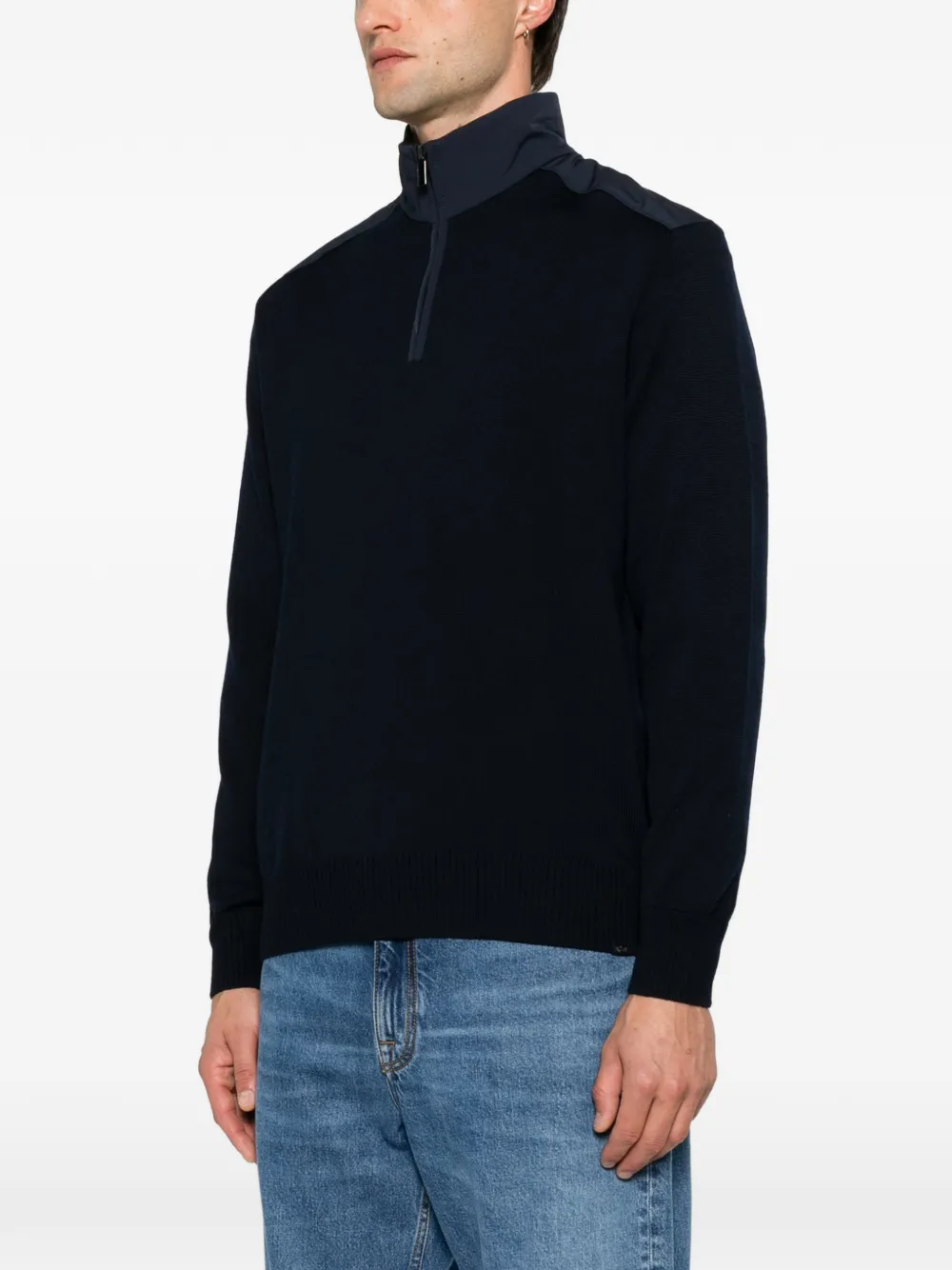 Paul & Shark Trui met vlakken en kwartrits Blauw
